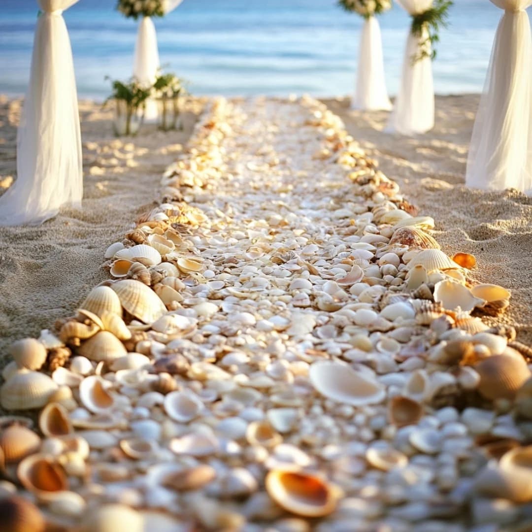 Tropical beachfront wedding setup